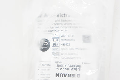 Braun 490432 IV Gravity Administration Set 15 Drops/mL 120inch x 22mL (Appx) (x)